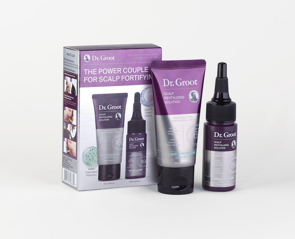 Dr. Groot Scalp Revitalizing Set travel kit for on-the-go scalp care.