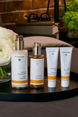 Dr. Hauschka Facial Toner ingredients label close-up highlighting natural botanicals