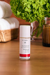 Dr Hauschka Rose Deodorant apply-motion demonstrates gentle back-and-forth use.