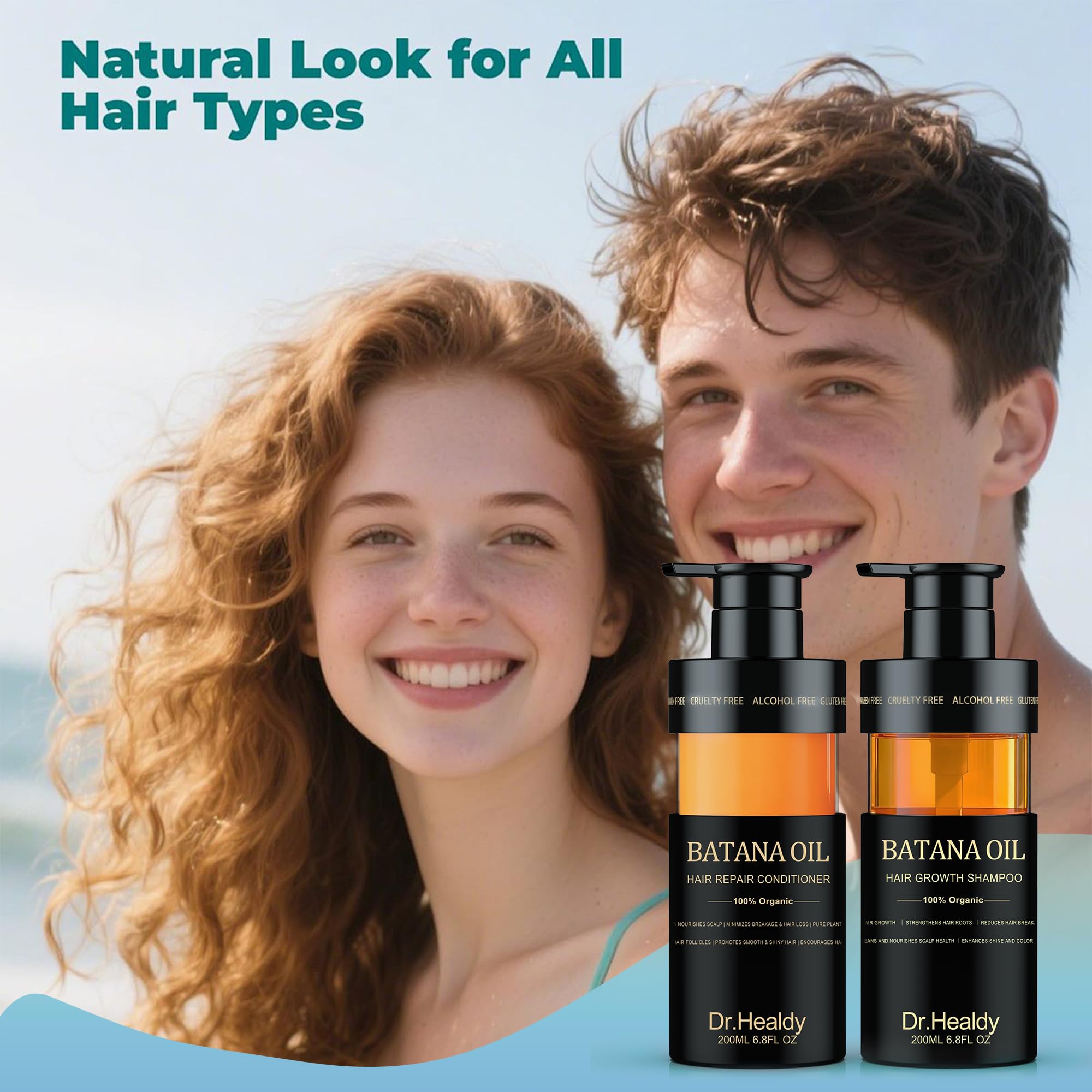 Dr Healdy Batana Oil ingredient bottle emphasizing natural, clean formula