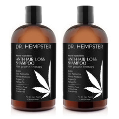DR. HEMPSTER Biotin & Hemp Shampoo bottle front shows natural, sulfate-free care.