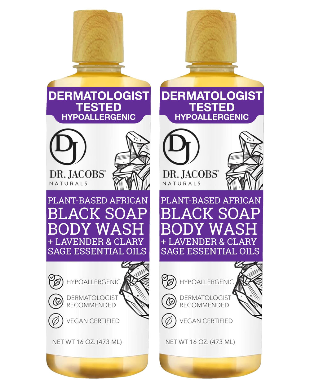 DR.JACOBS NATURALS African Black Liquid Soap bottle with lavender sage offers a soothing cleanse.