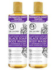 DR.JACOBS NATURALS African Black Liquid Soap bottle with lavender sage offers a soothing cleanse.