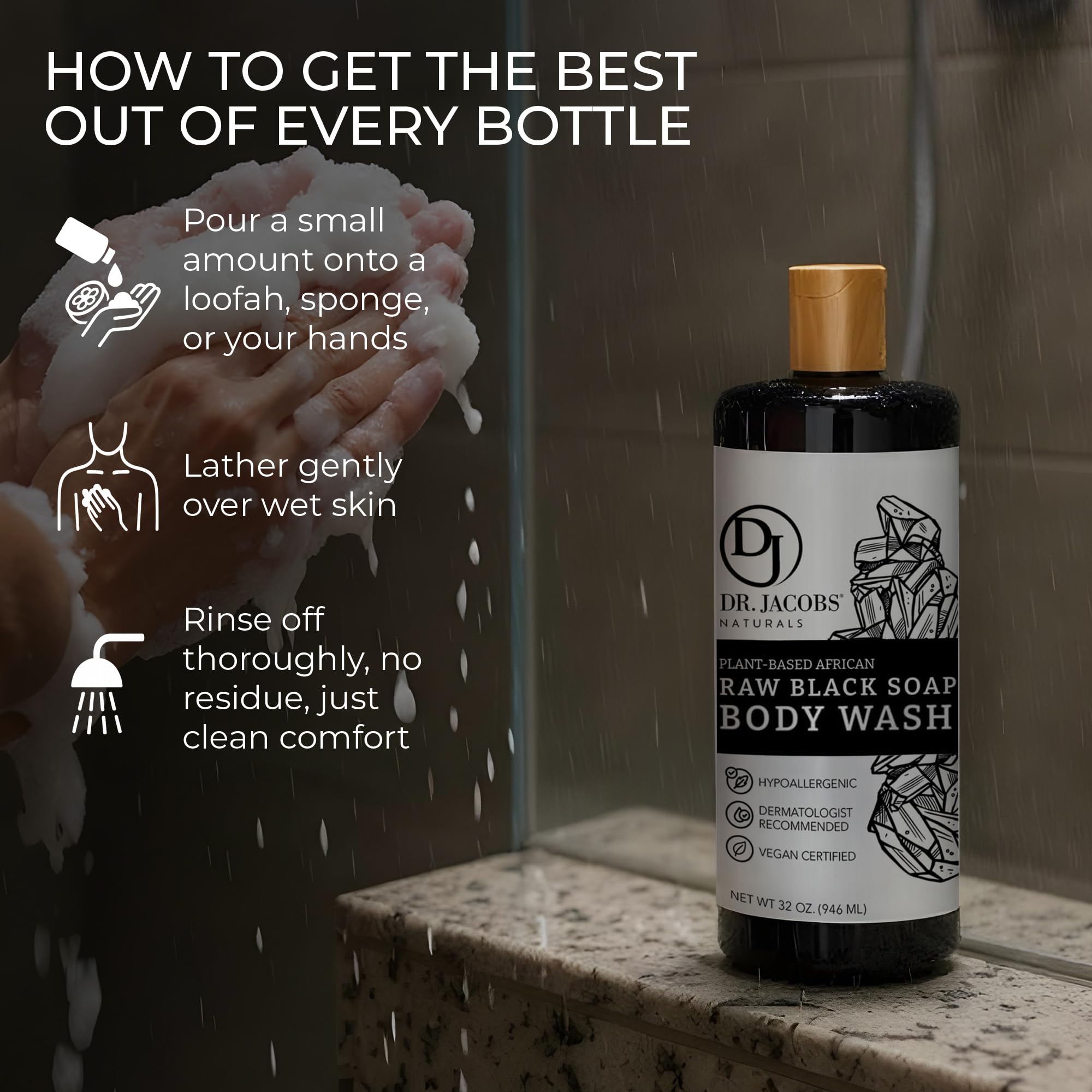 Shampoo option using African Black Soap for soft, manageable hair