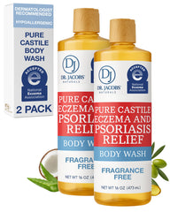 Dr. Jacobs Naturals Castile Soap bottle showing fragrance-free formula for sensitive skin
