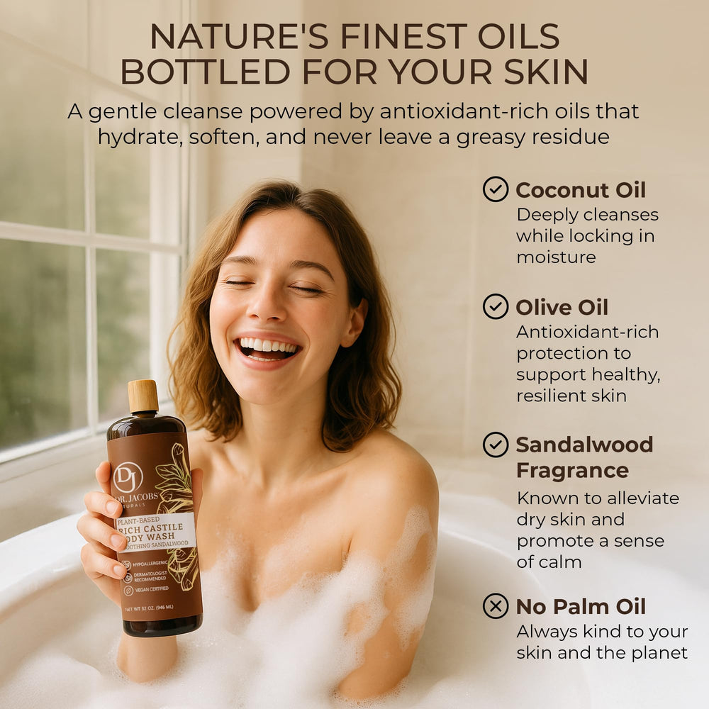 DR.JACOBS NATURALS Castile soap lather closeup demonstrates gentle cleansing.