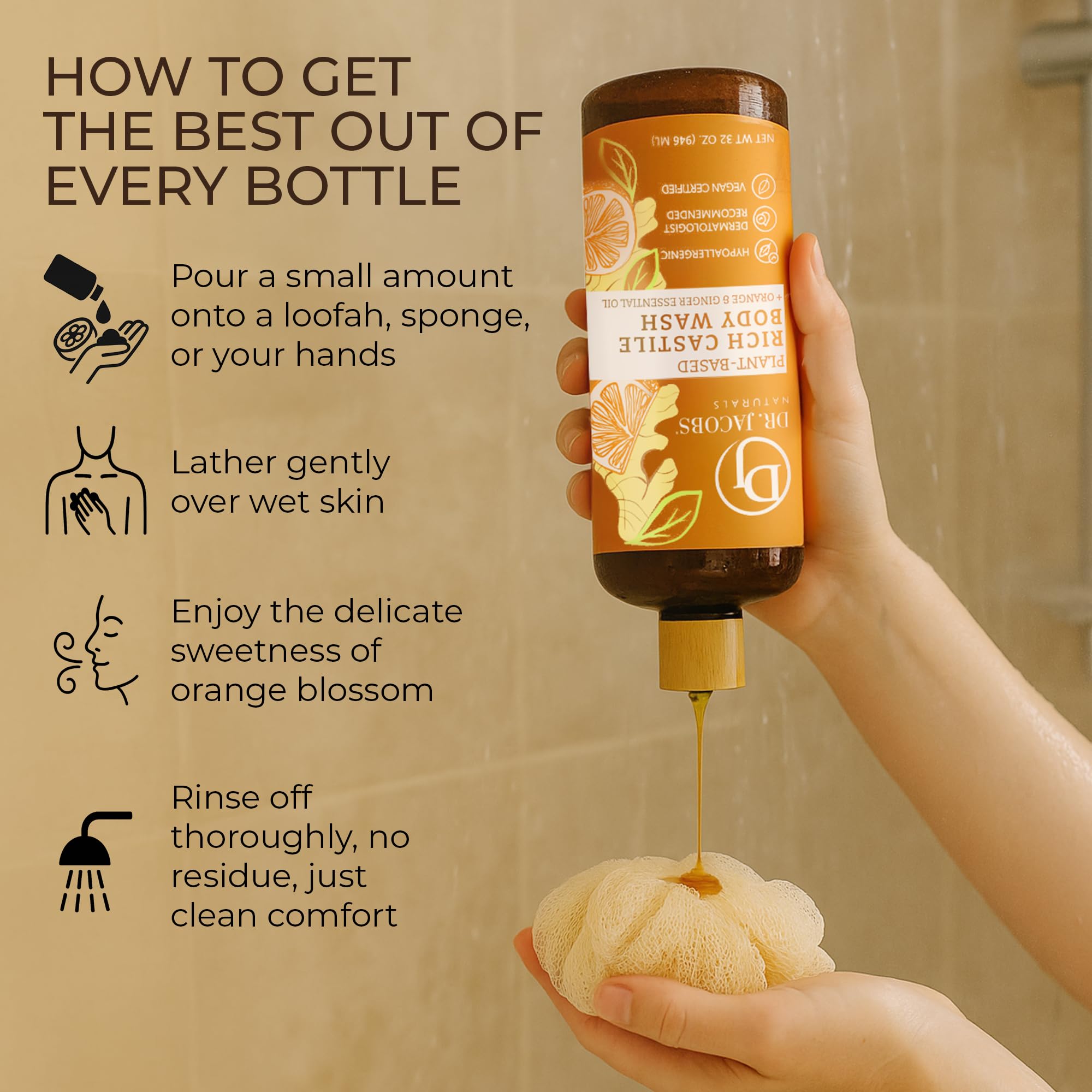 Closeup of ingredients highlights plant-based oils and aloe