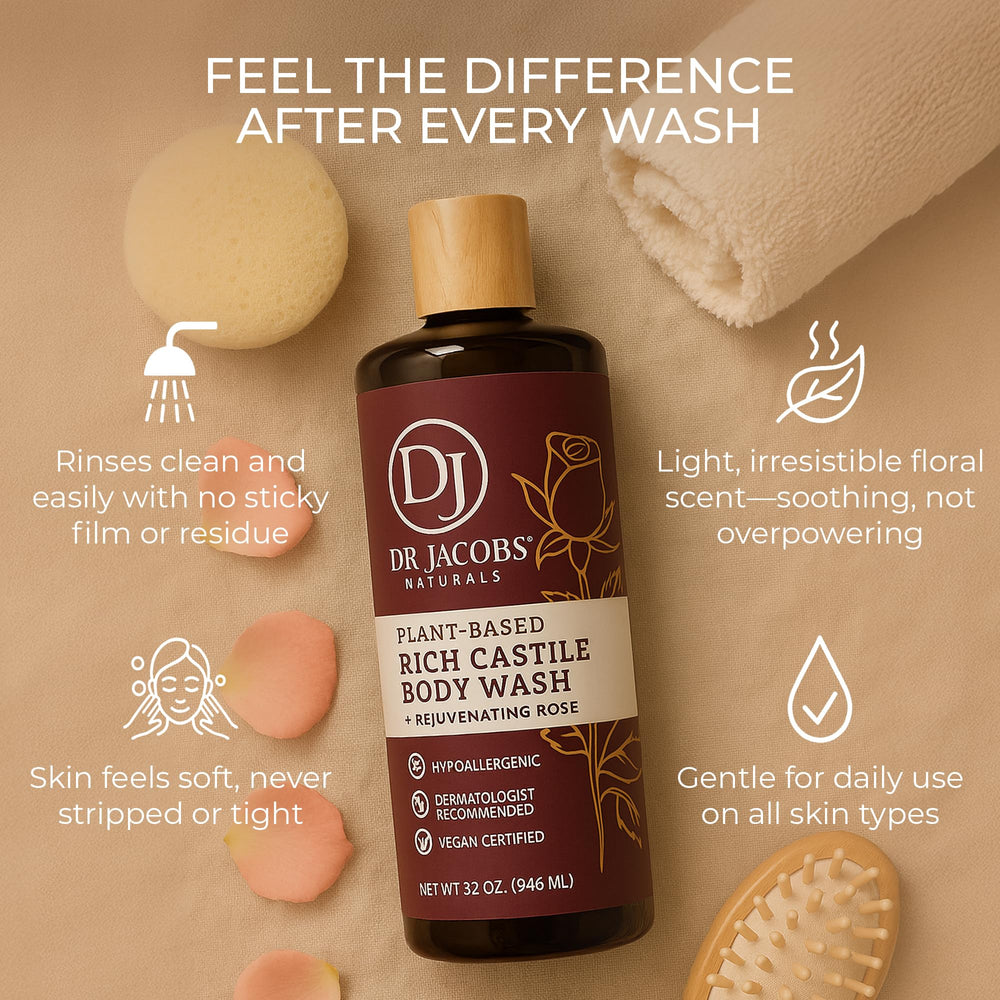 Dr. Jacobs Naturals Coconut Olive Oil blend emphasizes nourishing oils for cleansing.
