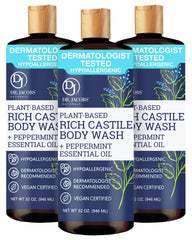 Brand image: Dr. Jacobs Naturals Peppermint Castile Soap bottle highlighting plant-based formula and minty freshness