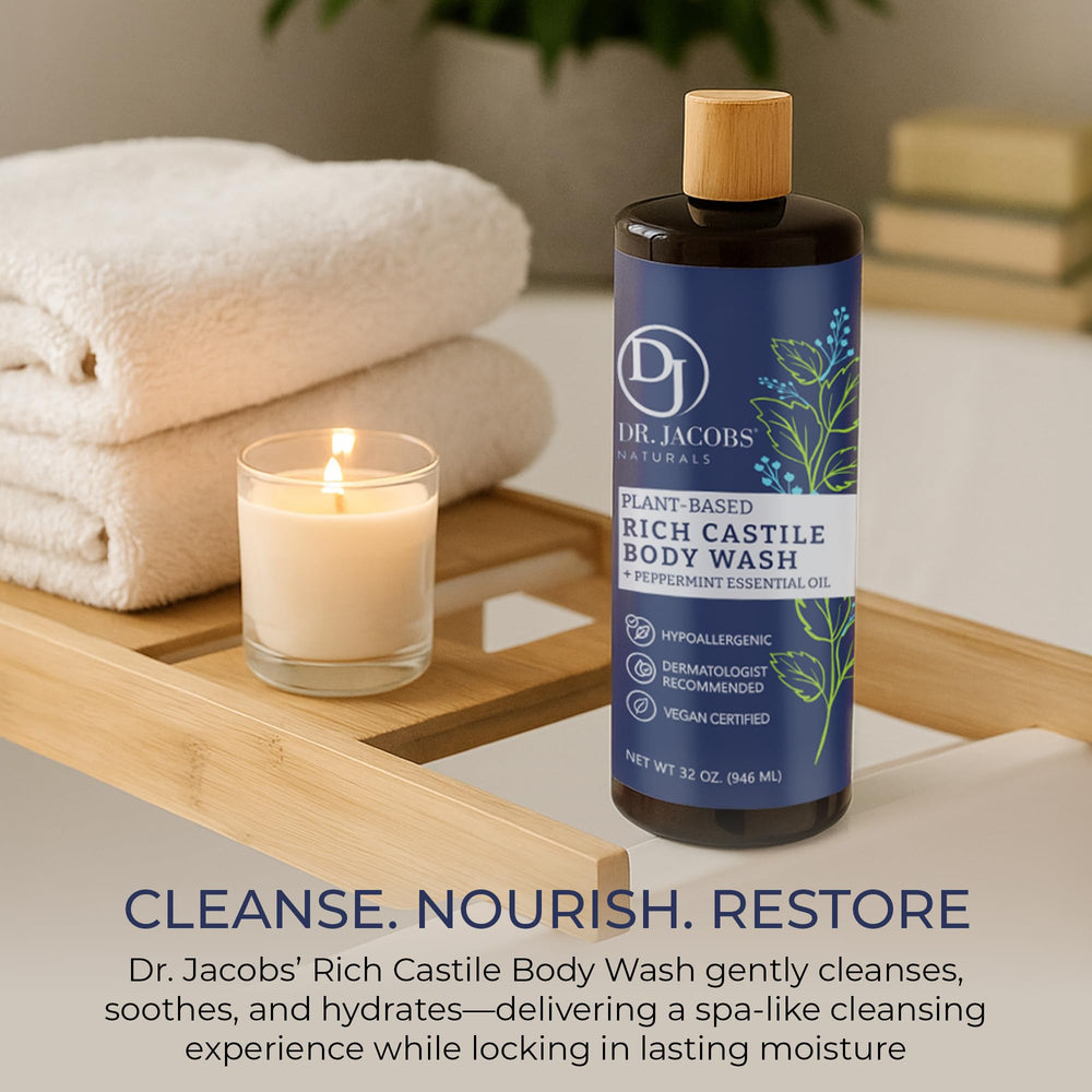 USA-made peppermint castile soap bottle with eco-friendly formulation