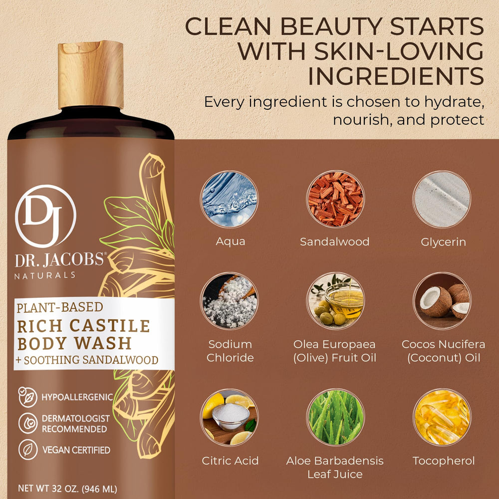 DR.JACOBS NATURALS coconut and olive oil blend bottle highlighting plant-based cleansing.