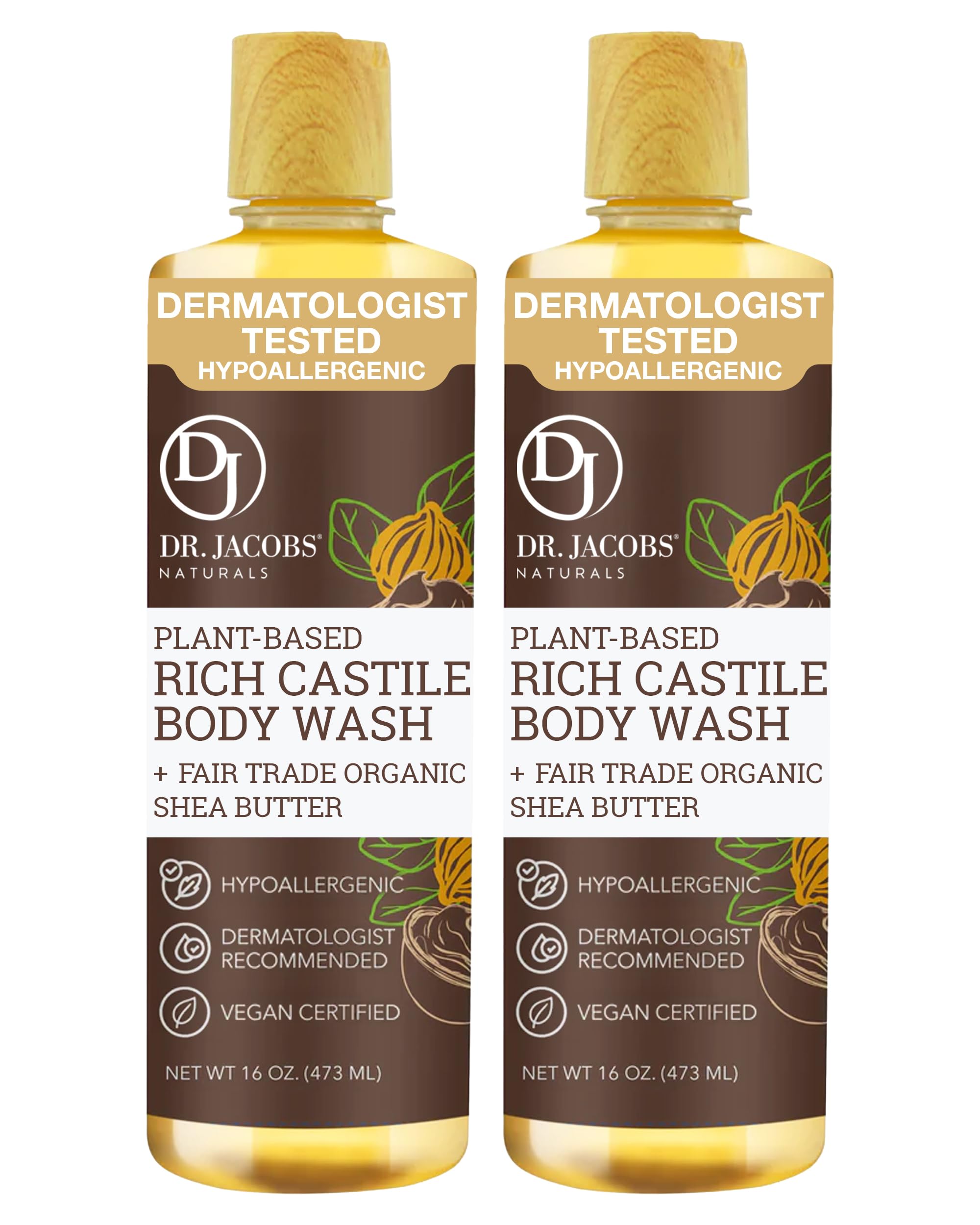 DR.JACOBS NATURALS Pure Castile Soap bottle offers a rich, moisturizing cleanse.