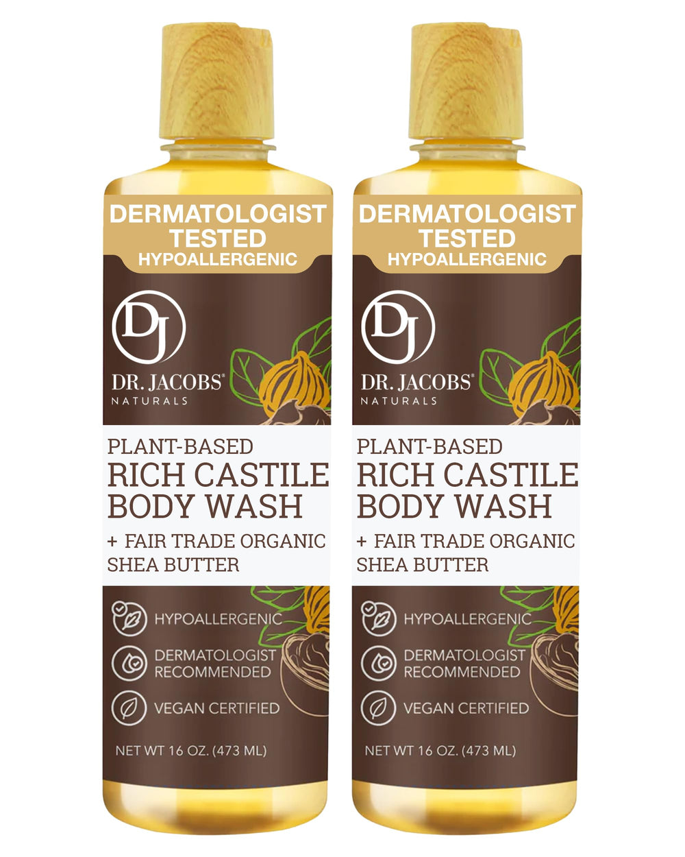 DR.JACOBS NATURALS Pure Castile Soap bottle offers a rich, moisturizing cleanse.