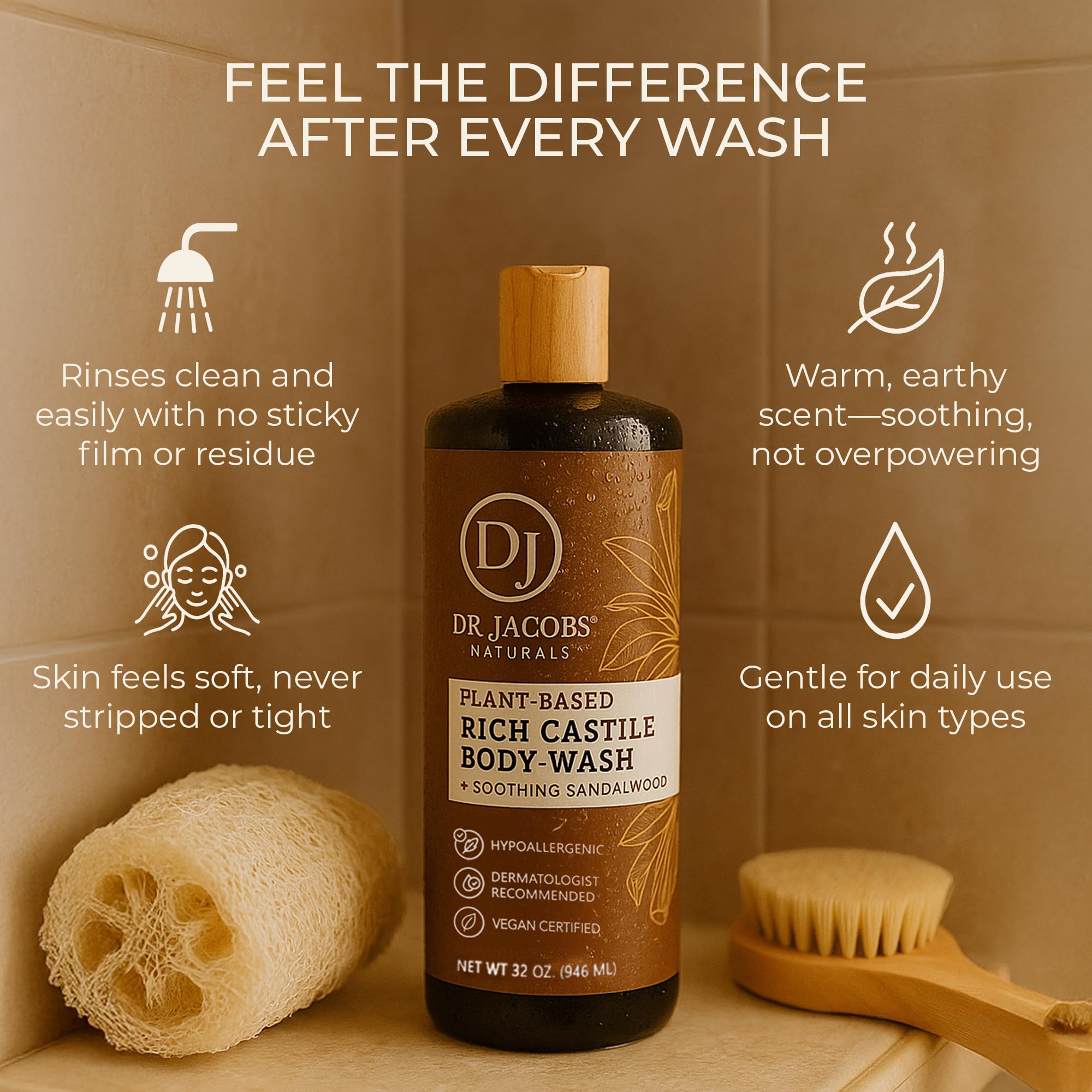 DR.JACOBS NATURALS sandalwood aroma image suggests soothing scent.