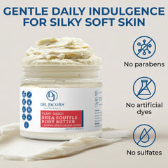 Dr. Jacobs Naturals Shea Soufflé applied to skin for smooth absorption