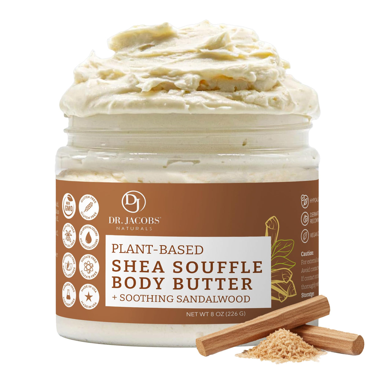 Dr. Jacobs Naturals Shea Souffle Butter jar for deep hydration and soft skin