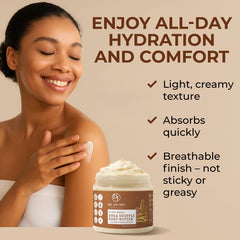 Dr. Jacobs Naturals Shea Souffle Butter closeup of creamy whipped texture on skin