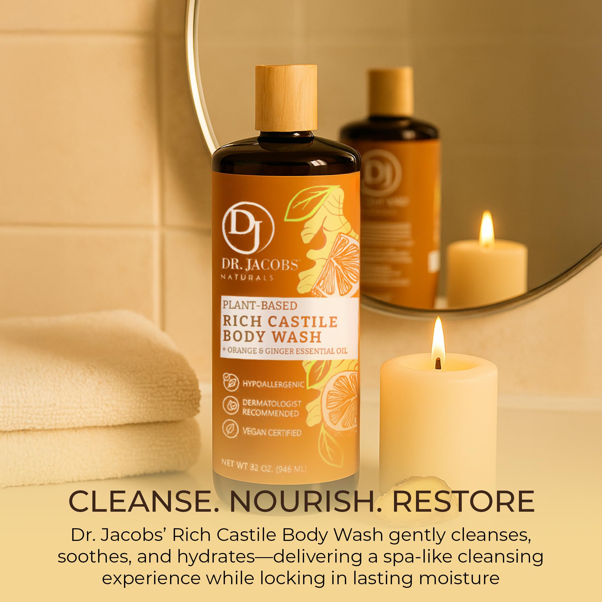 Shower routine with Dr. Jacobs Naturals orange-ginger castile soap