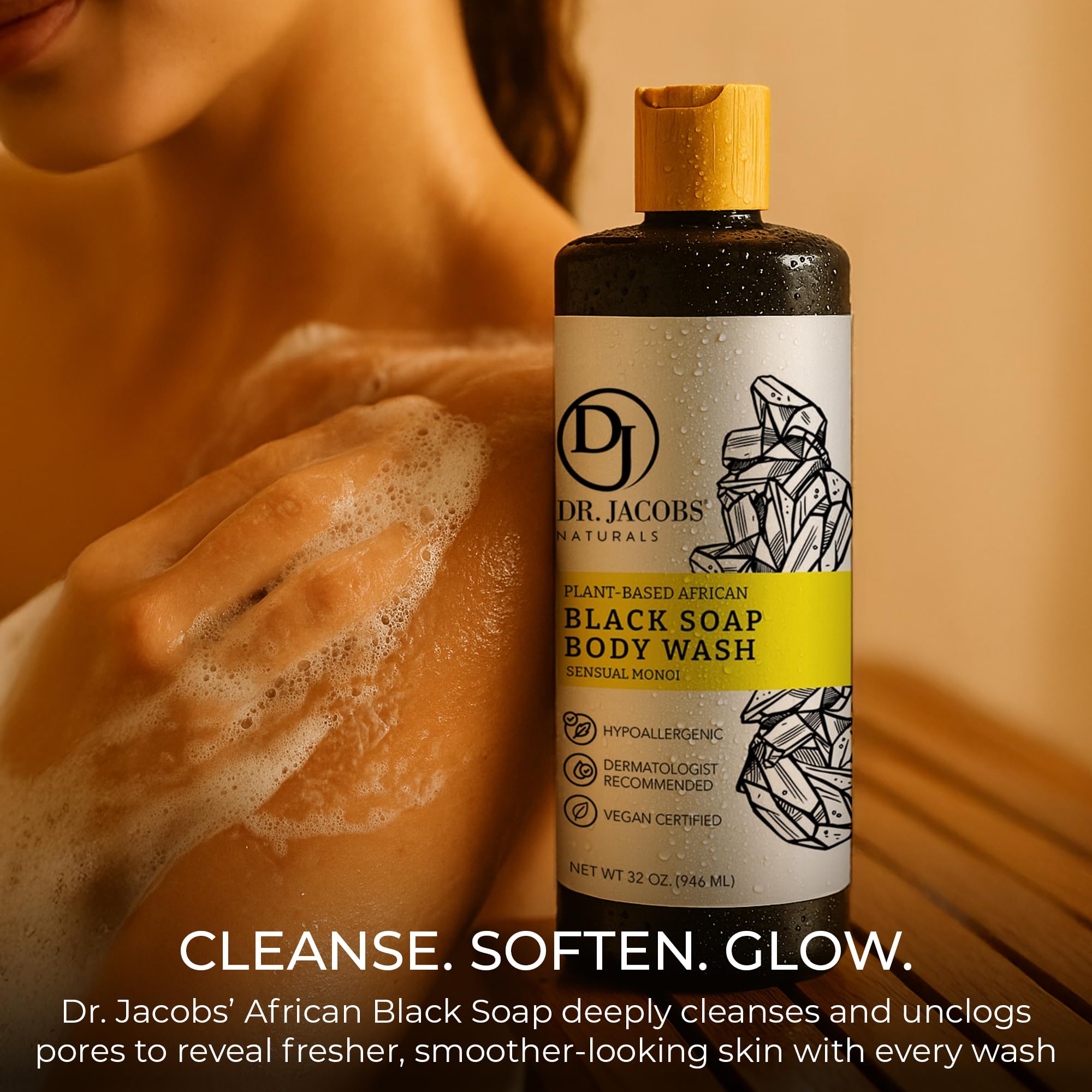 DR.JACOBS NATURALS Spa-like bathroom moment for daily self-care routine.