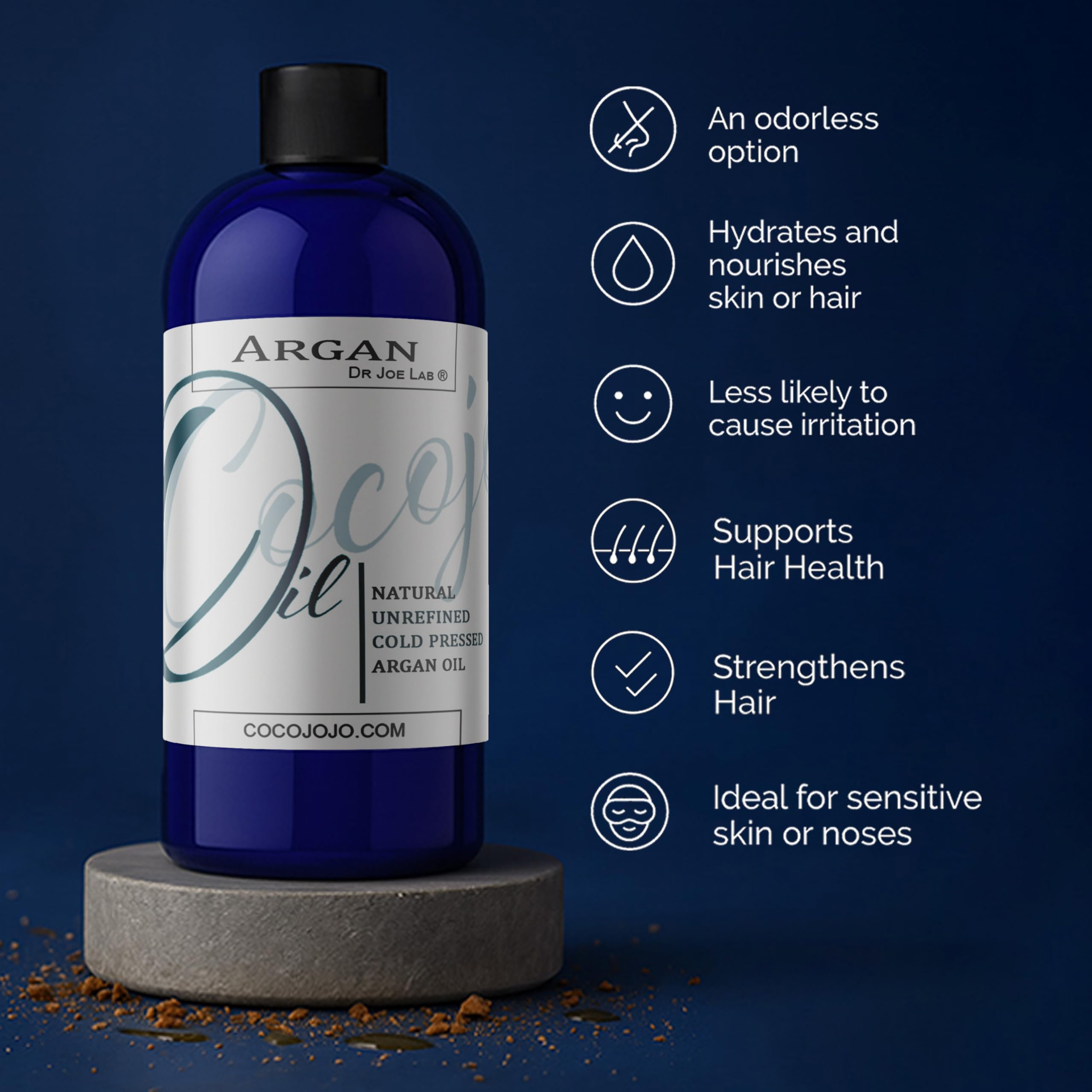 Dr Joe Lab Argan Nut Oil ingredients close-up highlights antioxidants and vitamins