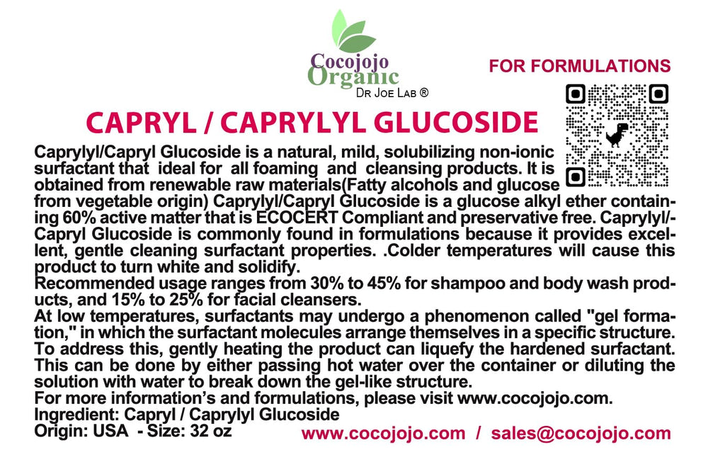 Biodegradable, plant-derived surfactant from Dr Joe Lab Capryl Glucoside.