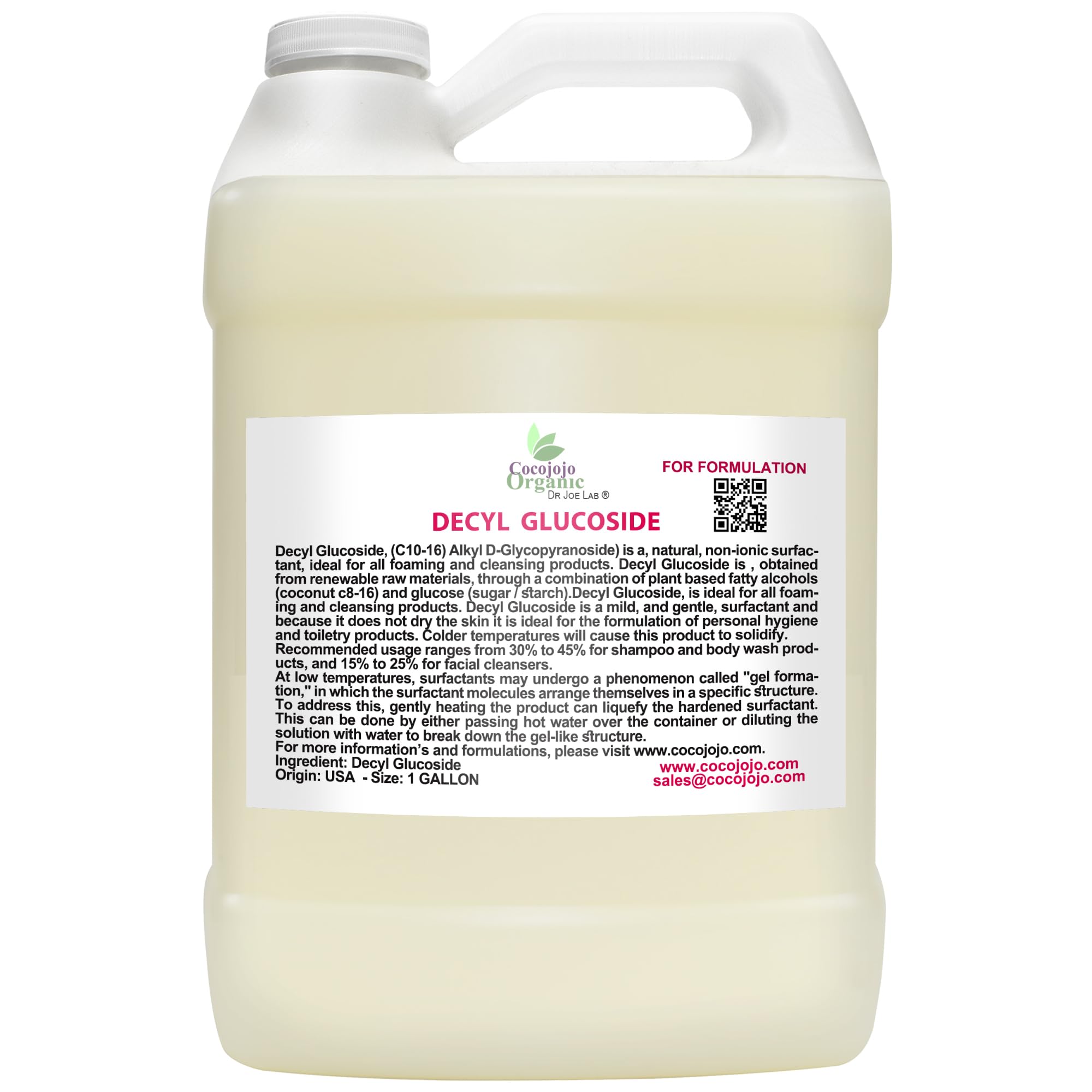 Dr Joe Lab Cocojojo Decyl Glucoside bottle shows a plant-based surfactant for gentle cleansing