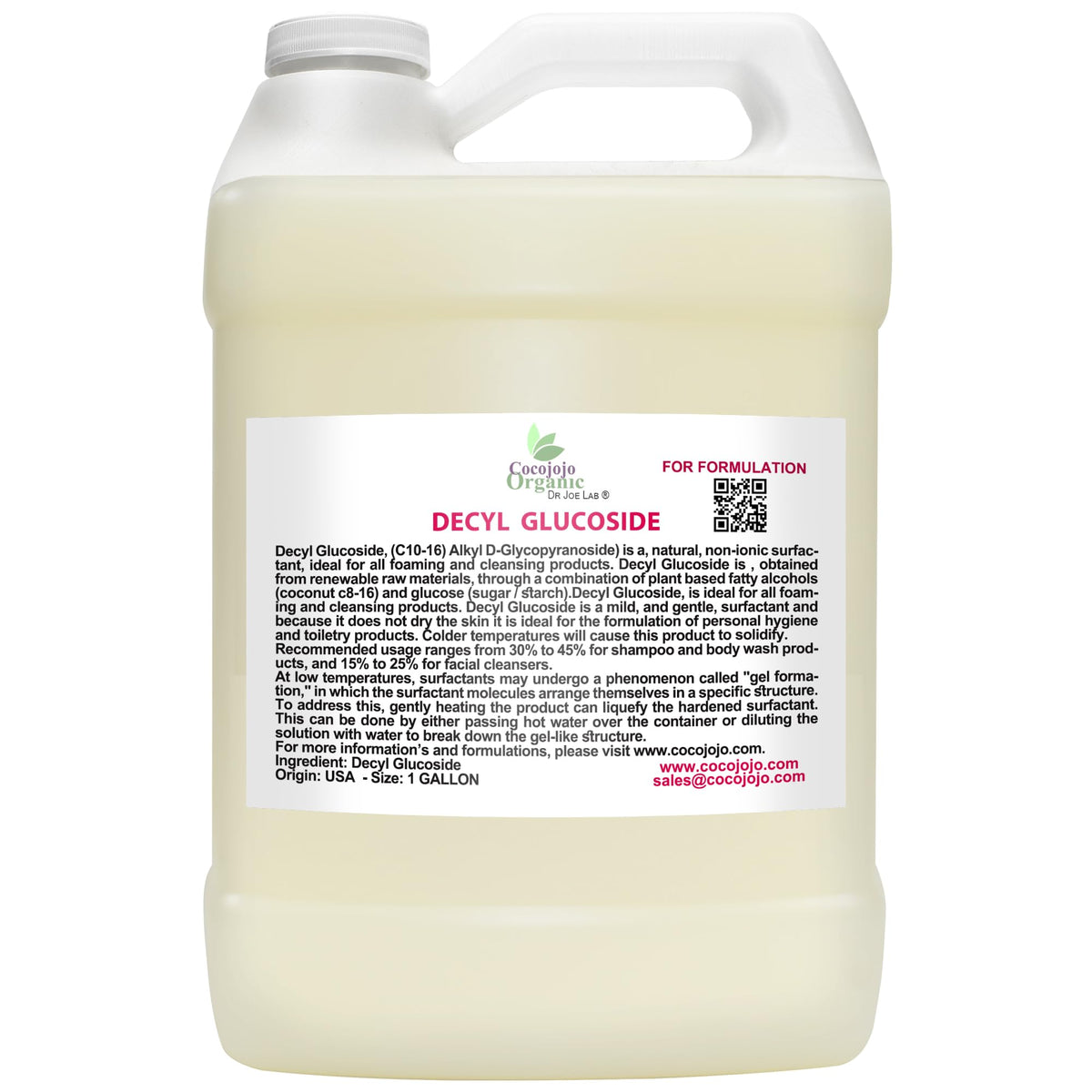 Dr Joe Lab Cocojojo Decyl Glucoside bottle shows a plant-based surfactant for gentle cleansing