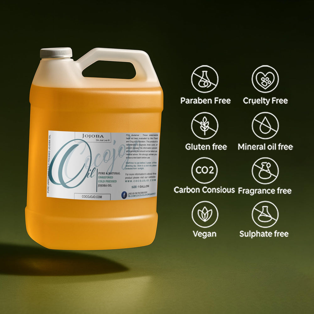 Carrier oil image shows Cocojojo works well with essential oils.