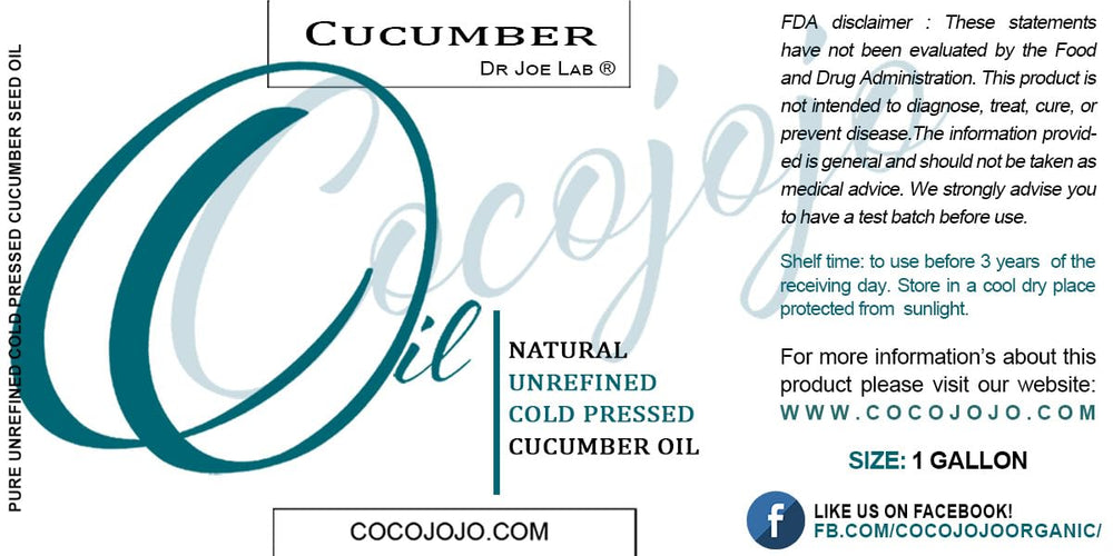 Dr Joe Lab cucumber seed oil 1 gallon bulk packaging for skincare.