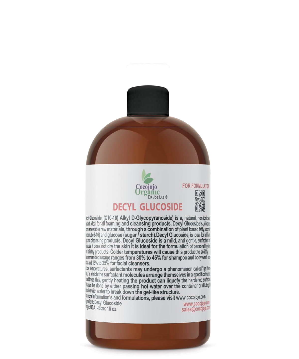 Dr Joe Lab Decyl Glucoside bottle shows a gentle cleansing base for DIY formulas