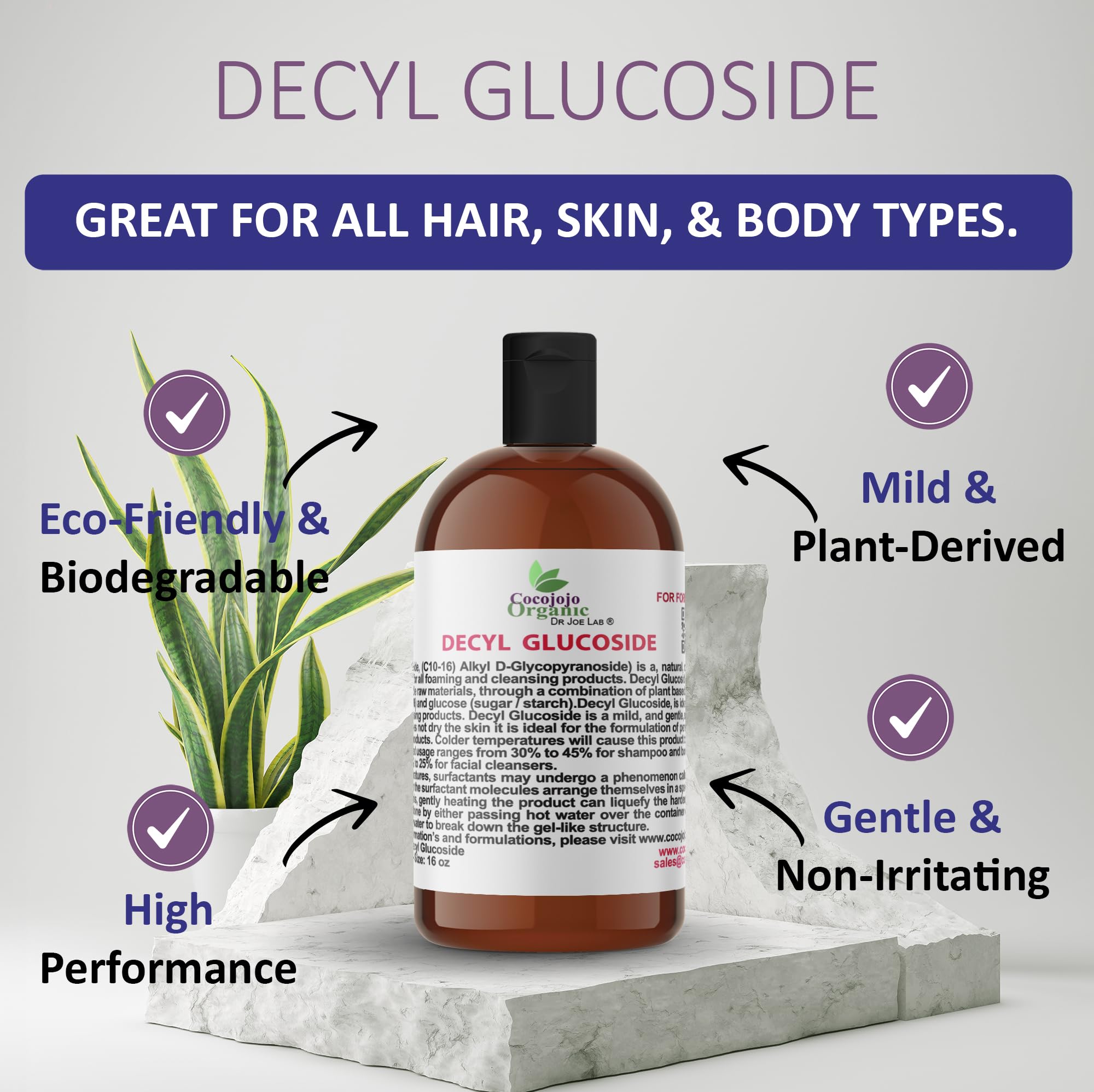 Dr Joe Lab Decyl Glucoside foam highlights natural foaming action for bubbly cleansers
