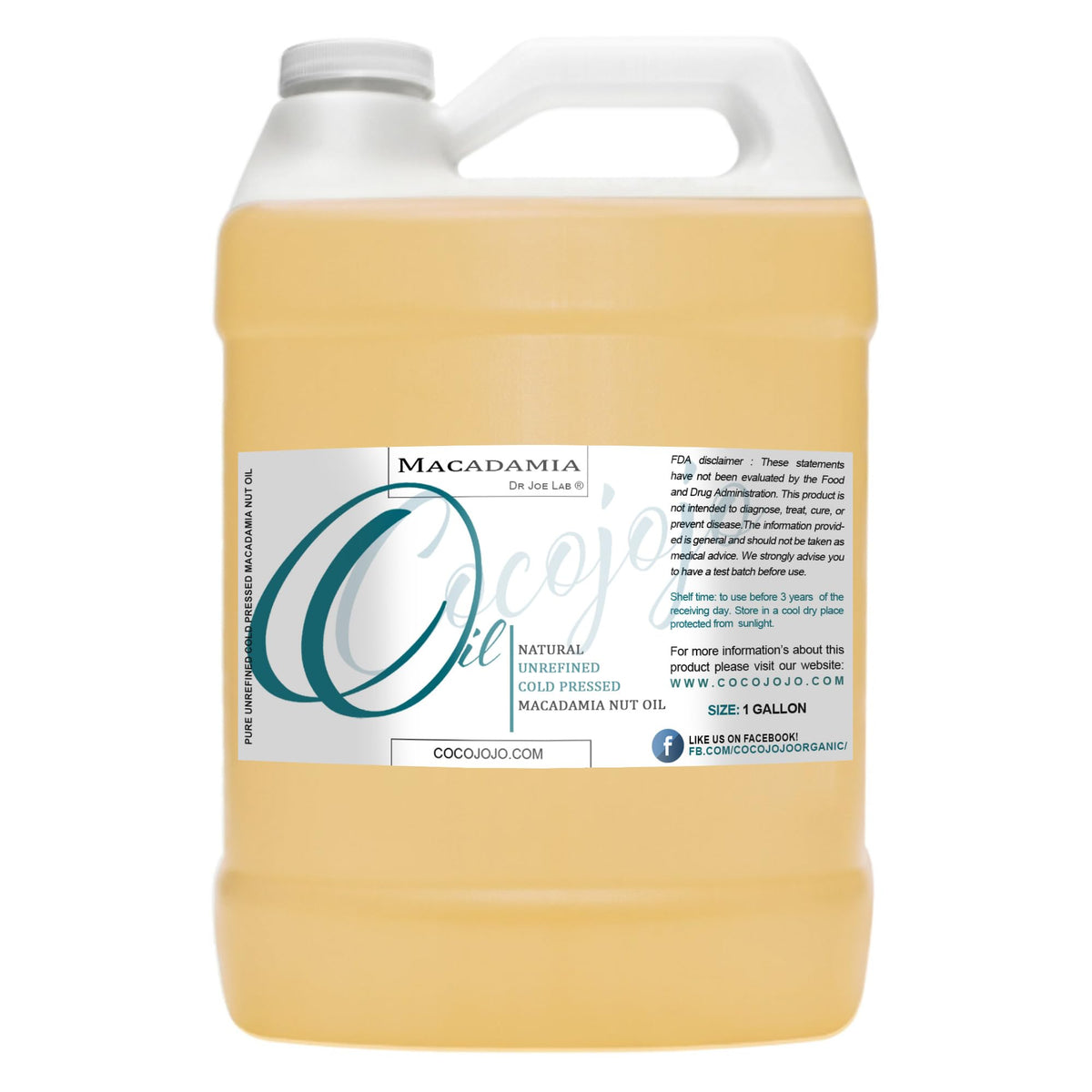 Dr Joe Lab Macadamia Oil bottle shows pure, natural nourishment for skin and hair.