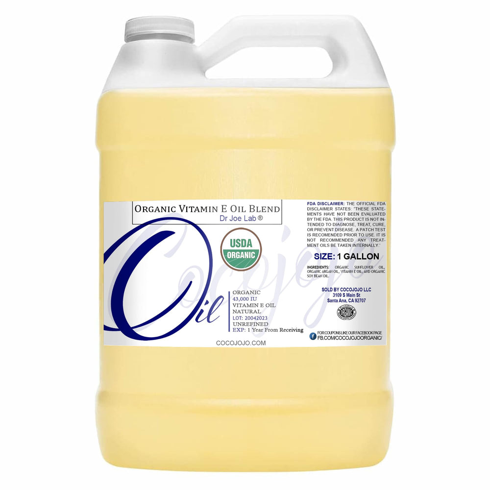 Dr Joe Lab organic vitamin E oil bottle front, showing pure formulation and premium packaging.