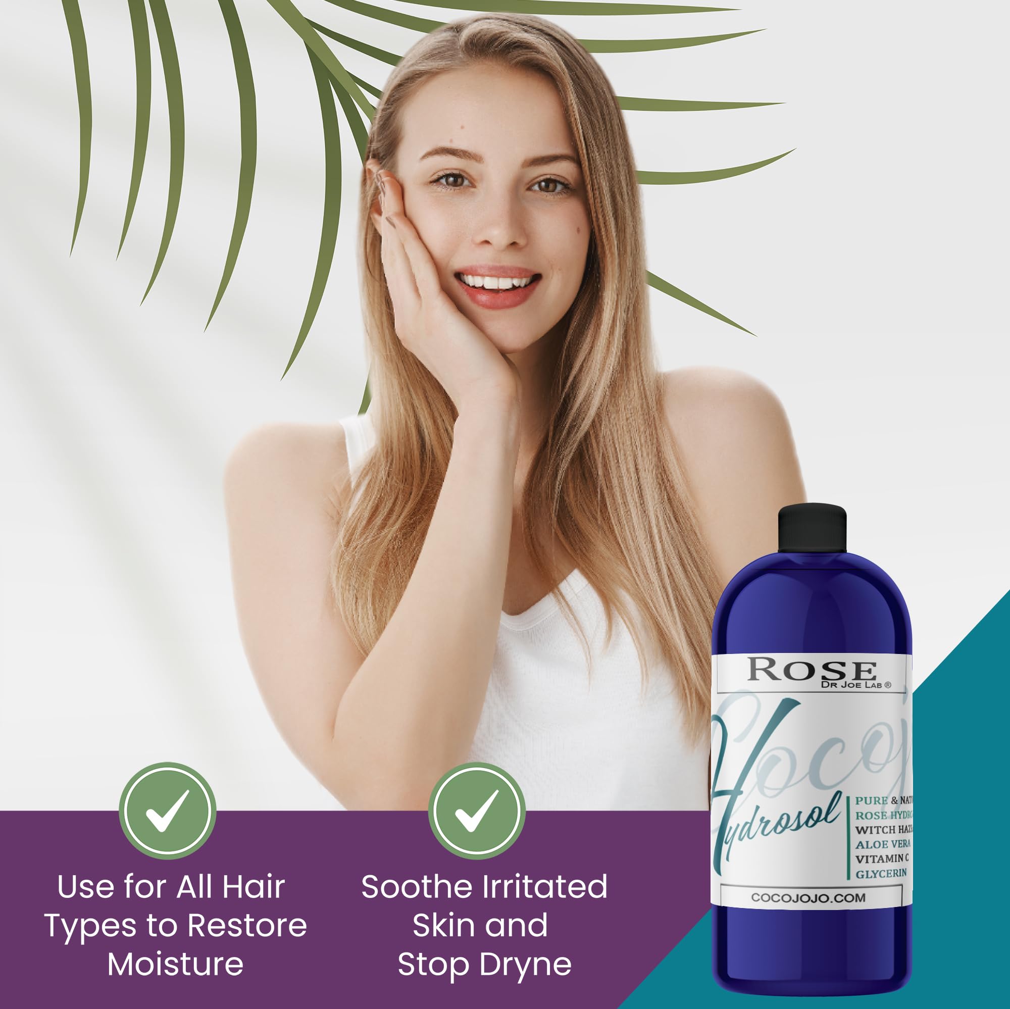 Dr Joe Lab Rose Water Hydrosol palm-use shot demonstrates easy mist