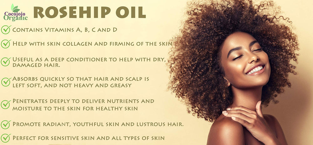 Hair application scene highlighting deep conditioning from rosehip oil
