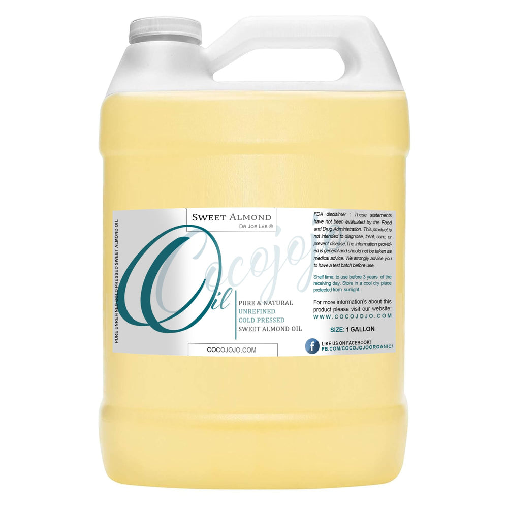 Dr Joe Lab Sweet Almond Oil bottle with pour spout for skin and hair hydration.