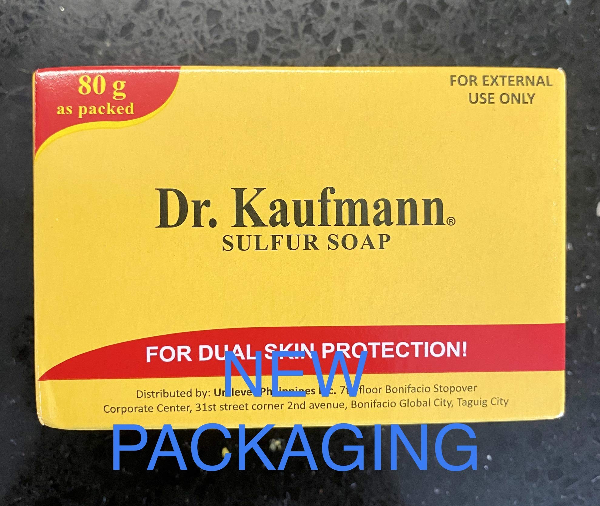 Close-up of Dr. Kauffmann sulfur soap bar texture for smooth washing.