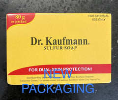 Close-up of Dr. Kauffmann sulfur soap bar texture for smooth washing.