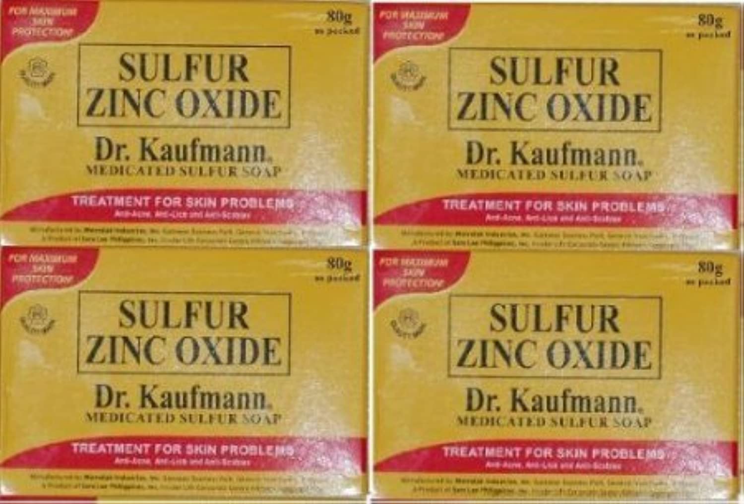 Dr. Kauffmann medicated sulfur soap four bars in packaging for daily cleansing.