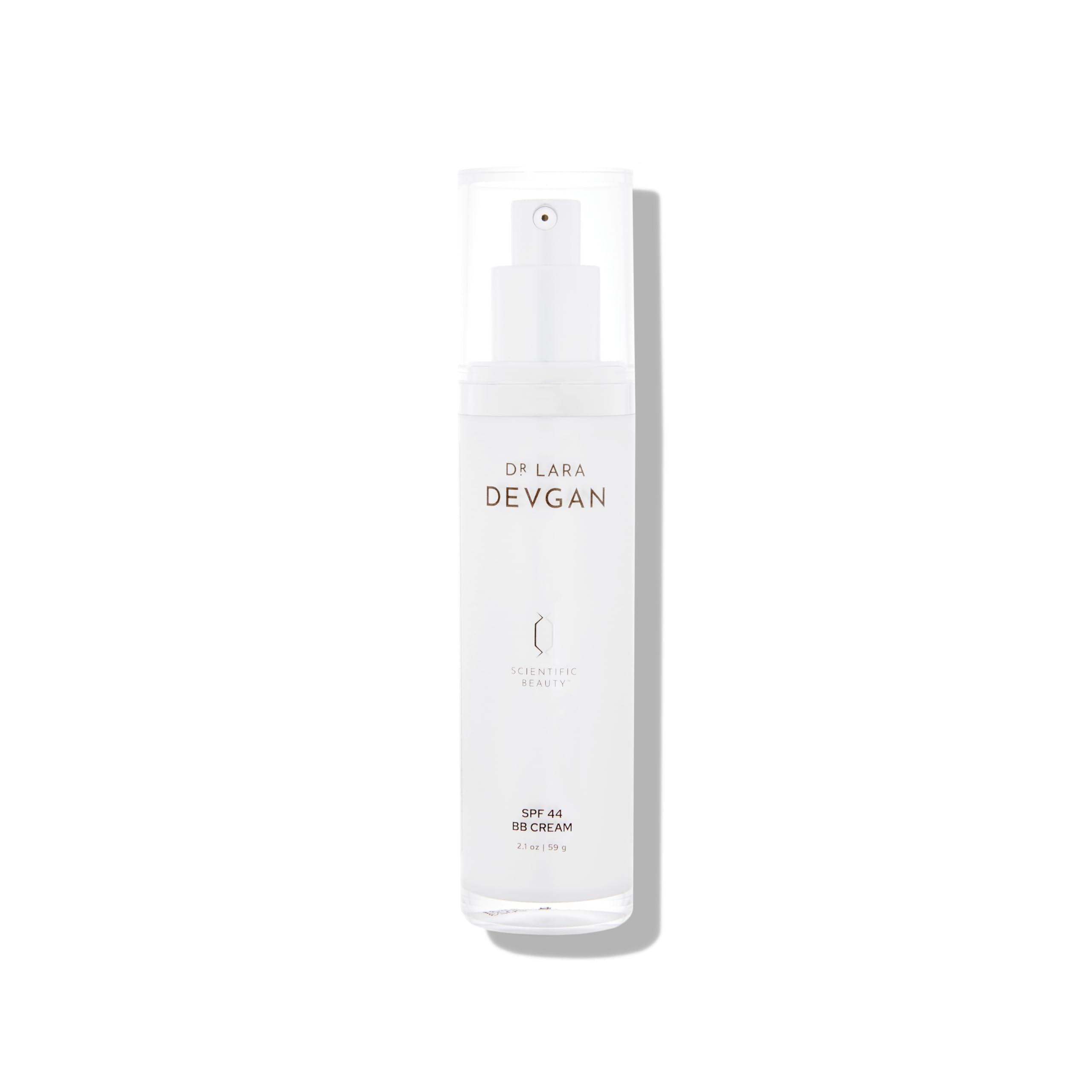 Dr. Lara Devgan SPF 44 BB Cream bottle offers sheer coverage and natural radiance.
