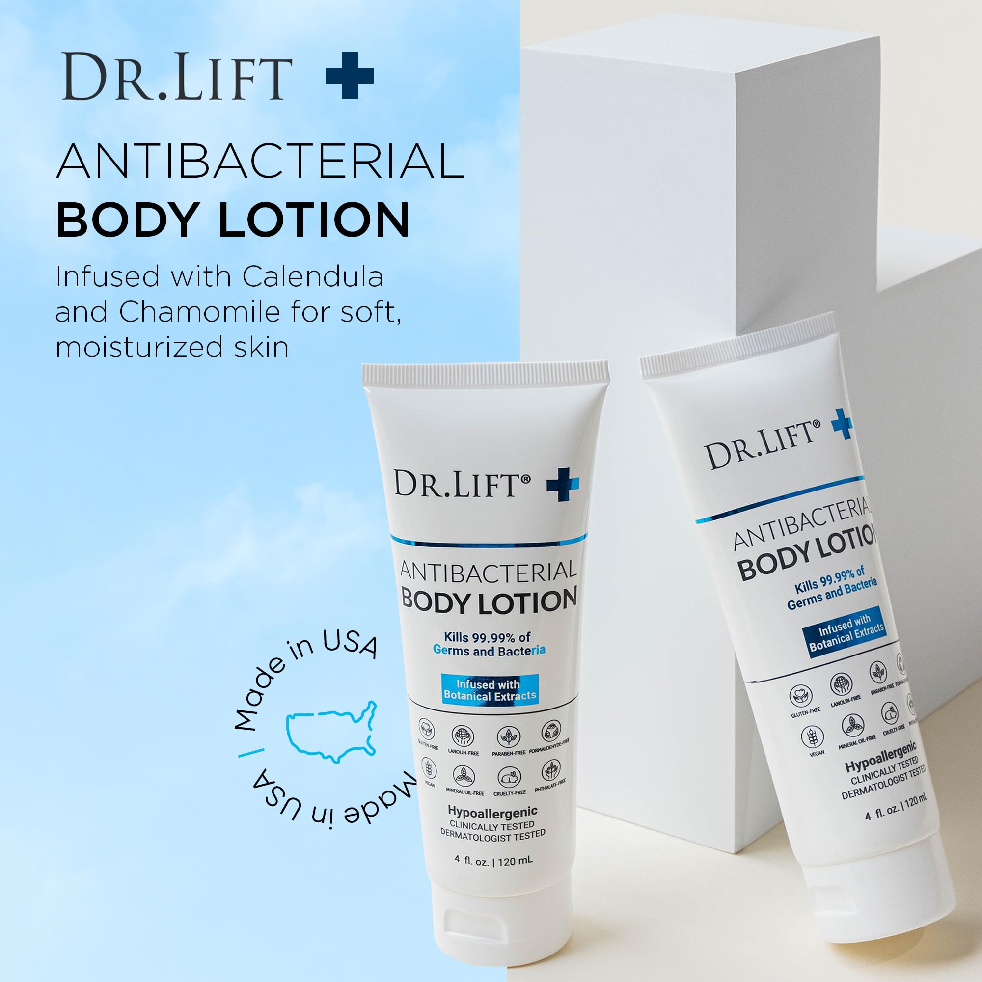 DR. LIFT antibacterial body lotion stacked two-pack for savings and convenience