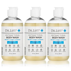 DR. LIFT antibacterial body wash 8oz bottle delivers gentle cleansing and lasting hydration.