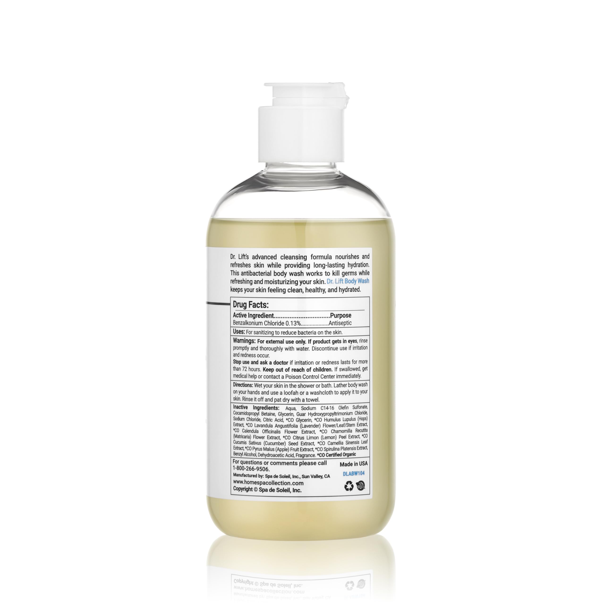 DR. LIFT antibacterial body wash used for post-procedure cleaning with refreshed skin.