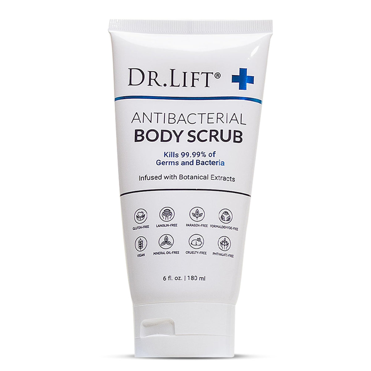 DR. LIFT antibacterial scrub bottle with lavender for balanced, refreshed skin.