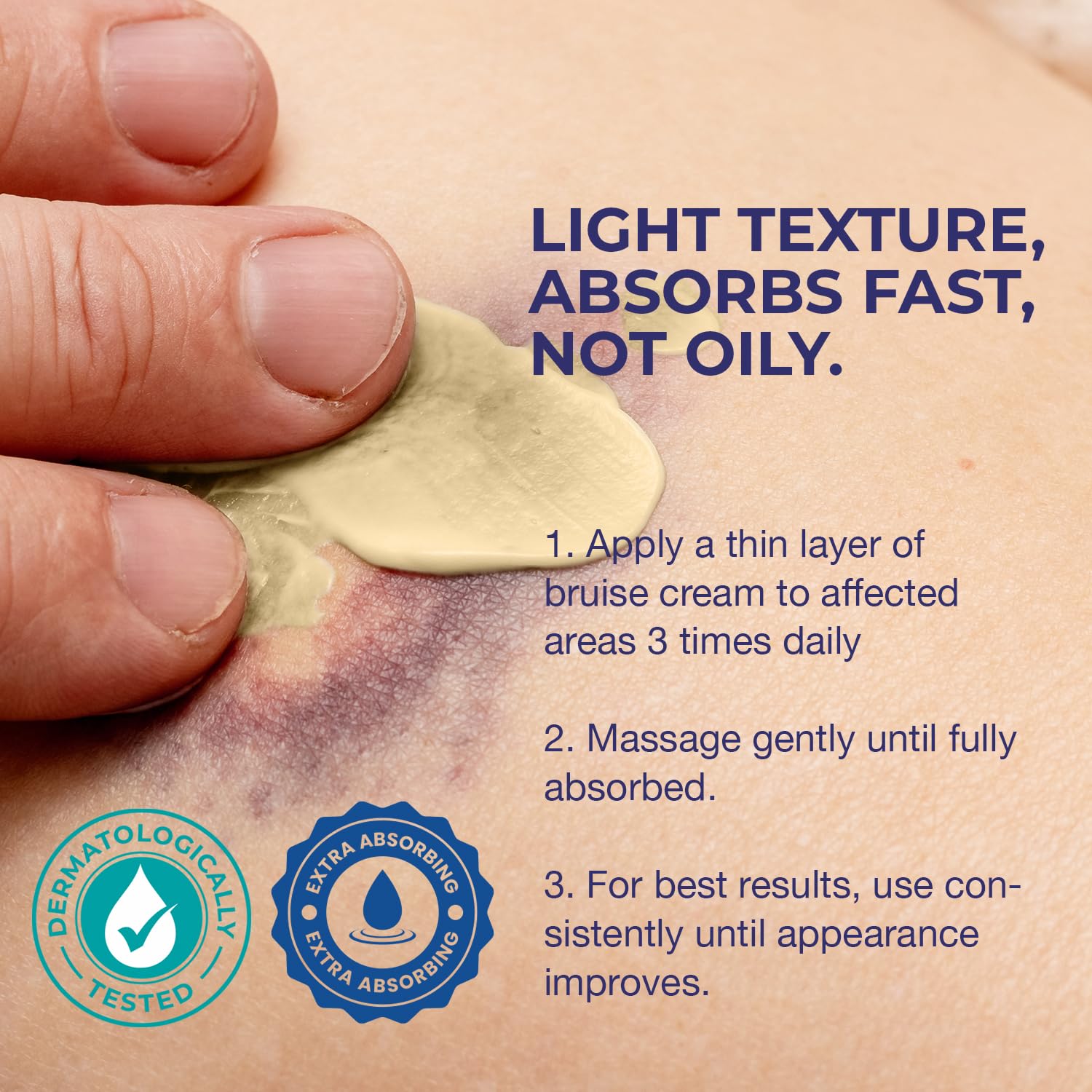 Cream on the skin with gentle massage for comfort