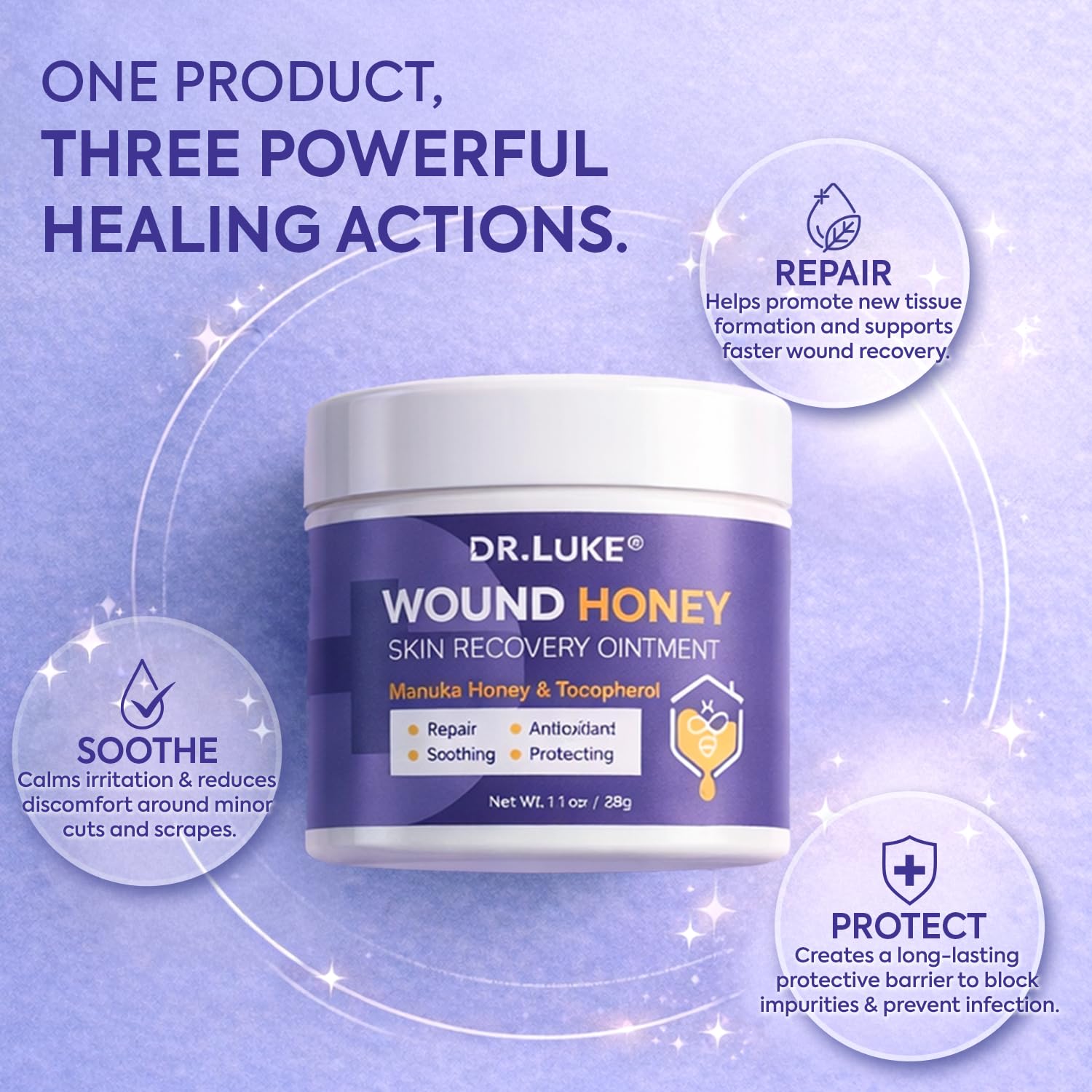 Dr. Luke Manuka Honey Wound Gel allantoin 0-5 percent on label.