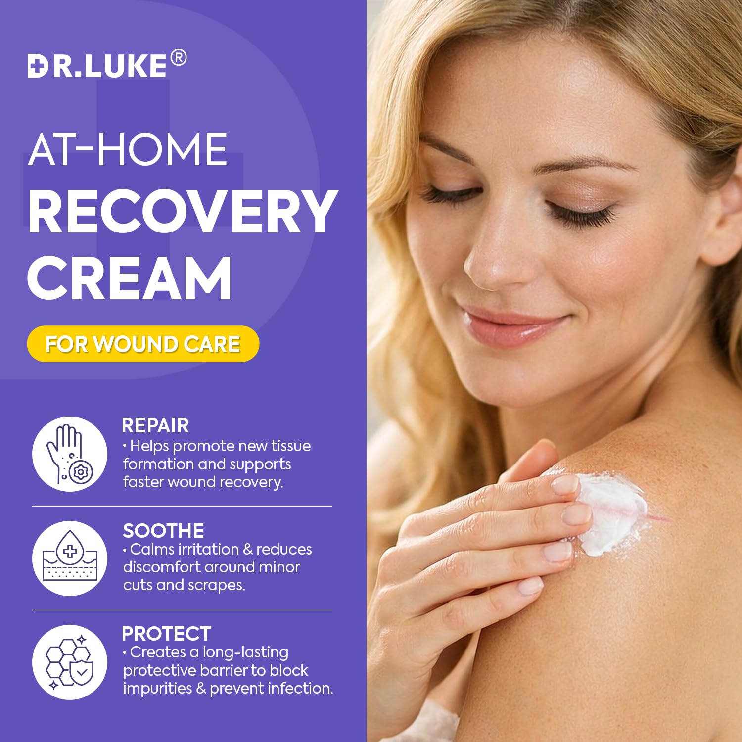 Dr. Luke Manuka Honey Wound Gel label highlights ingredients for skin support.