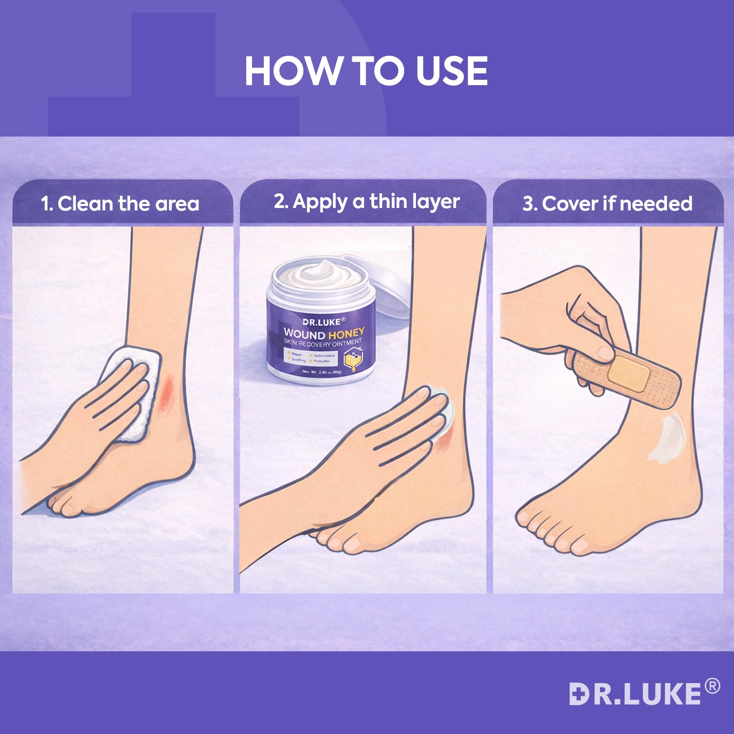 Dr. Luke Manuka Honey Wound Gel vitamin E presence shown for skin comfort.