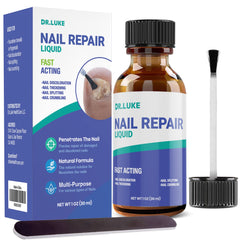 Dr. Luke Nail Repair Liquid bottle with brush for easy cuticle care.