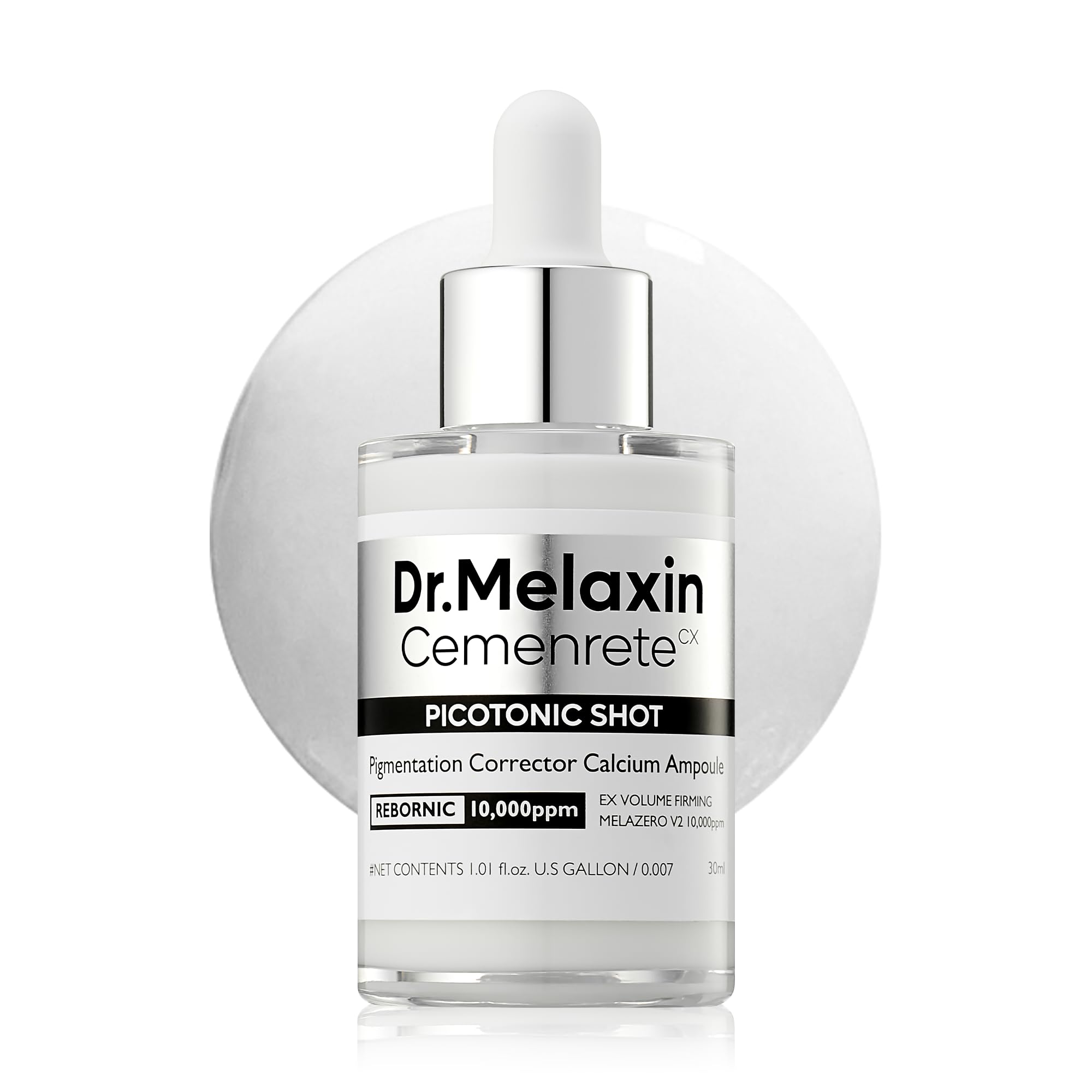 Dr.Melaxin Cemenrete Shot bottle showing a serum for firmer, clearer skin.